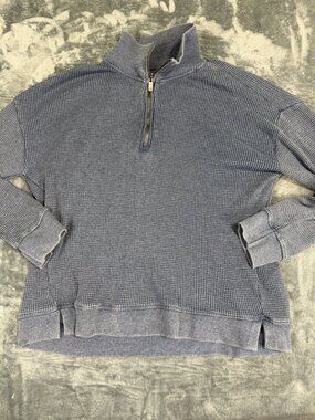 C&C California Womens Blue Waffle Knit Half-Zip Pullover XL